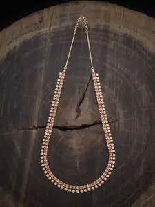 Kushal's Fashion Jewellery  Copper Ruby-Green Gold-Plated Cubic-Zircon Necklace