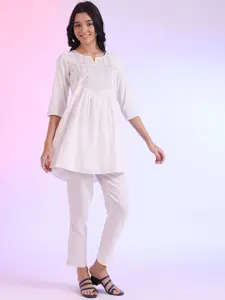 AURELIA Floral Yoke Design Thread Work Empire Straight Kurti