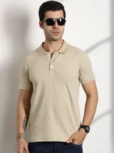 Thomas Scott Men Self Design Polo Collar Cotton T-shirt