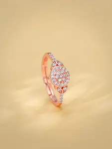 GIVA 925 Sterling Silver Rose Gold-Plated CZ Studded Sparkle-filled Adjustable Finger Ring