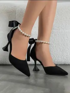 LUXY SHOE Women Pointed Toe Block Pumps