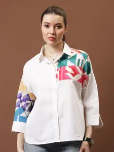 Athena Immutable Women Relaxed Fit Spread Collar Geometric Printed Cotton Casual Shirt