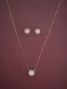 Kushal's Fashion Jewellery Sterling Silver Cubic Zirconia-Studded Necklace & Earrings