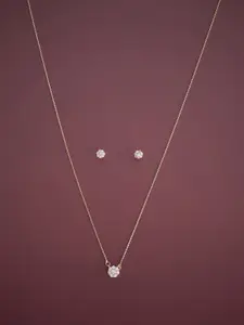 Kushal's Fashion Jewellery Sterling Silver Rose Gold-Plated CZ Necklace & Earrings