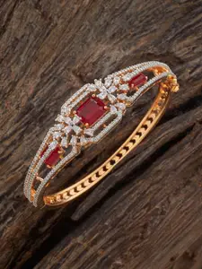 Kushal's Fashion Jewellery   Women Ruby Cubic Zircon Studded Kada Bangle