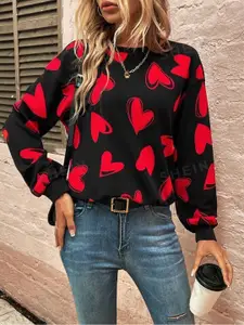 KASHIAN Women Printed Round Neck Cotton Pullover Sweater