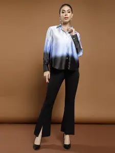 Athena Immutable Women Relaxed Fit Spread Collar Dyed Satin Casual Shirt