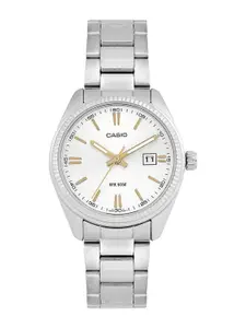 CASIO Women Dial & Stainless Steel Cuff Straps Analogue Watch A475