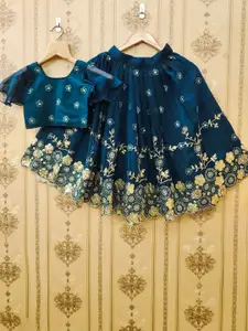 BAESD Girls Floral Embroidered Sequinned Georgette Ready to Wear Lehenga & Blouse
