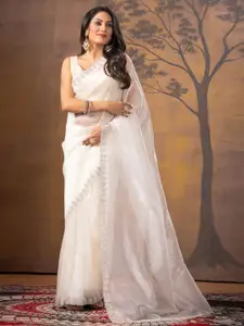 KAJREE Beads and Stones Net Saree