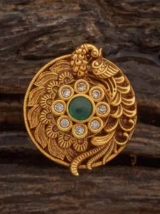Kushal's Fashion Jewellery Gold-Plated Stone-Studded Antique Adjustable Finger Ring