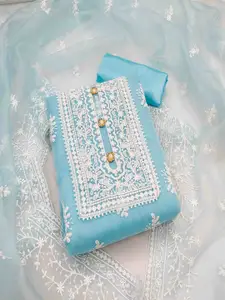 KIMISHA Floral Embroidered Organza Unstitched Dress Material