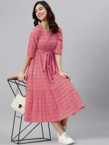 MERAAKI FASHION Checked Sequinned Maternity Kaftan Kurta