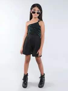 taffykids Girls One Shoulder Crop Top With Shorts