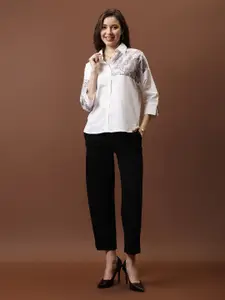 Athena Immutable Women Relaxed Fit Spread Collar Abstract Printed Cotton Casual Shirt