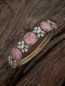 Kushal's Fashion Jewellery Victorian-Plated Zircon-Studded Bangle