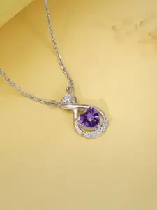 GIVA 925 Silver Perennial Love Artificial Stones Pendant With Link Chain