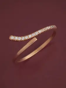 Kushal's Fashion Jewellery Sterling Silver Rose Gold-Plated CZ Studded Temple Finger Ring