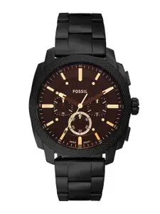 Fossil Men Patterned Dial & Stainless Steel Straps Analogue Watch FS6097
