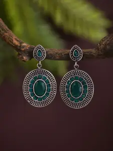 Anvik Artificial Stones Studded Contemporary Shaped Drop Earrings