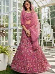 panchhi Embroidered Sequinned Semi-Stitched Lehenga & Unstitched Blouse With Dupatta