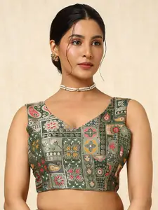 Soch Woven Design V-Neck Saree Blouse