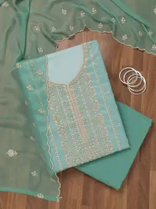 Koskii Ethnic Motifs Embroidered Tissue Unstitched Dress Material