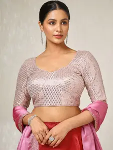 Soch Women Embellished Round Neck Padded Saree Blouse With Sequins