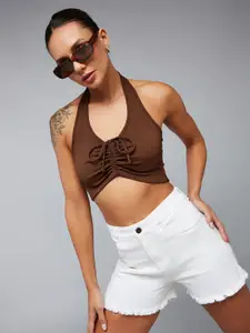 DOLCE CRUDO Women High-Rise Denim Denim Shorts