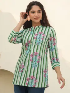 Rain & Rainbow Women Floral Printed A-Line Cotton Top