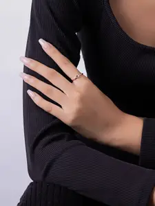 LIORA 925 Silver Jewellery Sterling Silver Rose Gold Plated Twin Triangle Finger Ring