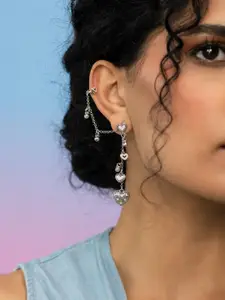 SHAYA Bring in the Smiles 925 Sterling Silver Heart Shaped Ear Cuffs Drop Earrings