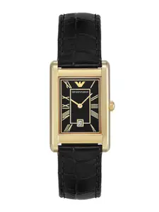 Emporio Armani Men Dial & Leather Straps Reset Time Analogue Watch AR11666-Black