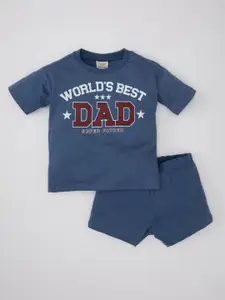 DeFacto Boys Printed Round Neck Pure Cotton T-shirt with Shorts