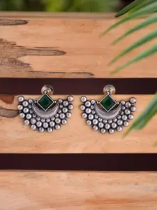 Anvik Artificial Stones Studded Contemporary Oxidised Drop Earrings