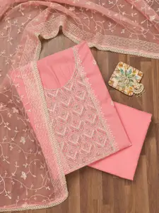 Koskii Ethnic Motifs Embroidered Sequinned Unstitched Dress Material