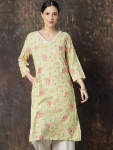 Melange by Lifestyle Floral Printed V-Neck Straight Kurta