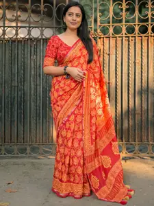 Mitera Floral Zari Chanderi Saree