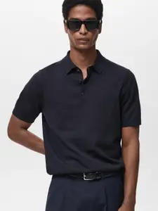 MANGO MAN Polo Collar Pure Cotton Knitted T-shirt