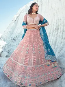 Fusionic Embroidered Sequinned Semi-Stitched Lehenga & Unstitched Blouse With Dupatta