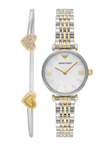Emporio Armani Women Dial & Stainless Steel Straps Analogue Watch AR80078SET