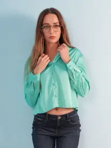 ONLY Women Spread Collar Solid Casual Shirt