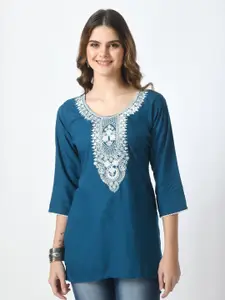 LIBOZA Floral Embroidered Chikankari Chikankari Kurti