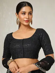 Soch Embroidered Round Neck Padded Saree Blouse