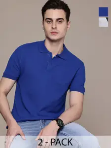 Moda Rapido Men Pack Of 2 Solid Polo Collar Regular Fit Cotton T-shirts