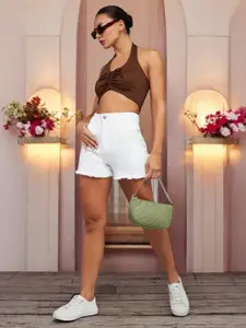 DOLCE CRUDO Women High-Rise Denim Shorts