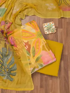 Koskii Floral Printed Beads and Stones Tissue Unstitched Dress Material