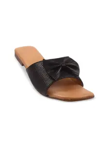 Bohekant Women Textured Open Toe Flats with Bows