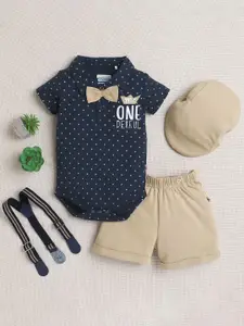 BUMZEE Boys Pure Cotton Leotard And Shorts With Bow Suspender And Cap