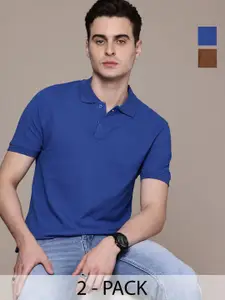 Moda Rapido Men Pack Of 2 Solid Polo Collar Regular Fit Cotton T-shirts